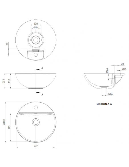 bordmonteret bordplade rund håndvask træ woodio moderne design badeværelse