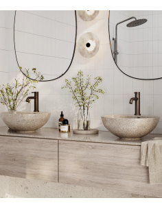 bordmonteret bordplade rund håndvask træ woodio moderne design badeværelse 2