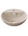 Woodio bordmonteret håndvask m/hanehul Ø40 cm i træ - Sand