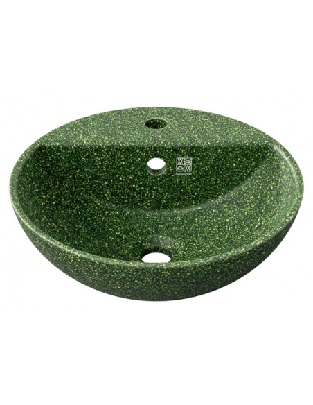 bordmonteret bordplade rund håndvask træ woodio moderne design badeværelse