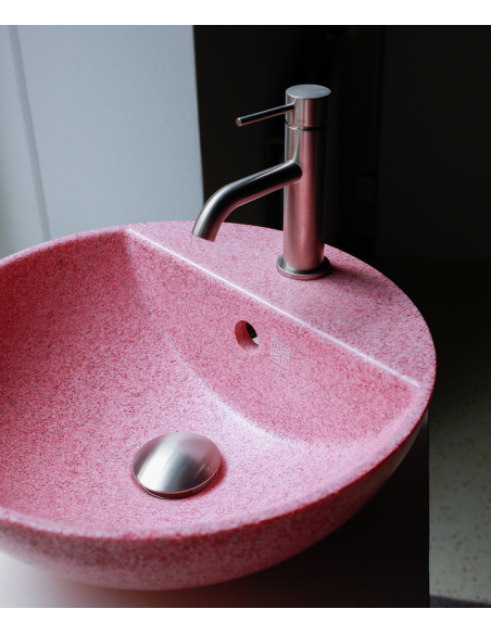 bordmonteret bordplade rund håndvask træ woodio moderne design badeværelse