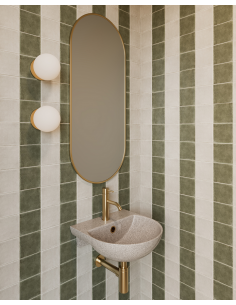 væghængt væg vægmonteret håndvask træ woodio moderne design badeværelse 2