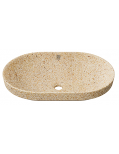 nedfældet oval håndvask træ woodio moderne design badeværelse bordplade