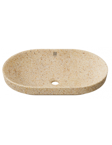 nedfældet oval håndvask træ woodio moderne design badeværelse bordplade