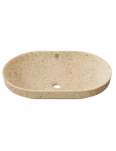 nedfældet oval håndvask træ woodio moderne design badeværelse bordplade