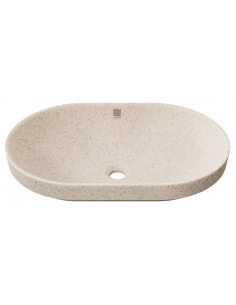 nedfældet oval håndvask træ woodio moderne design badeværelse bordplade