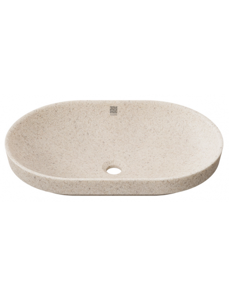 nedfældet oval håndvask træ woodio moderne design badeværelse bordplade