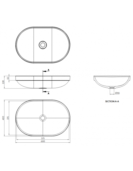 nedfældet oval håndvask træ woodio moderne design badeværelse bordplade