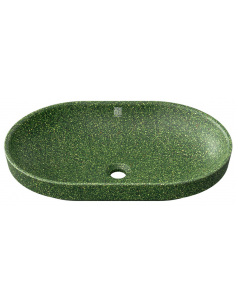 nedfældet oval håndvask træ woodio moderne design badeværelse bordplade