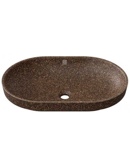 nedfældet oval håndvask træ woodio moderne design badeværelse bordplade