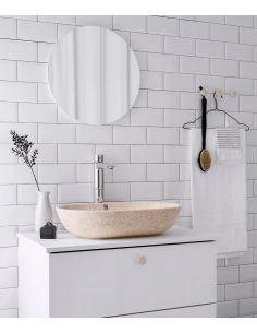 bordmonteret bordplade oval håndvask træ woodio moderne design badeværelse 2