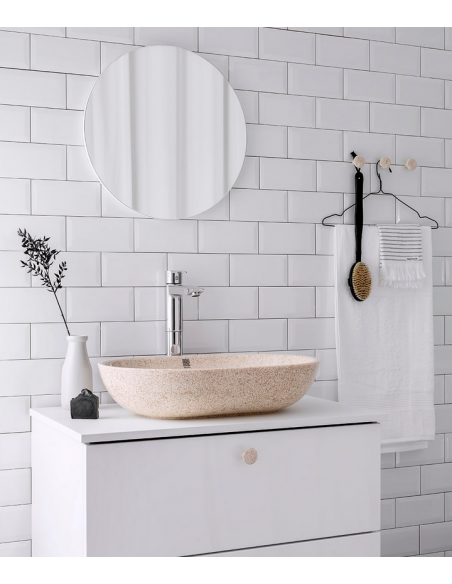 bordmonteret bordplade oval håndvask træ woodio moderne design badeværelse