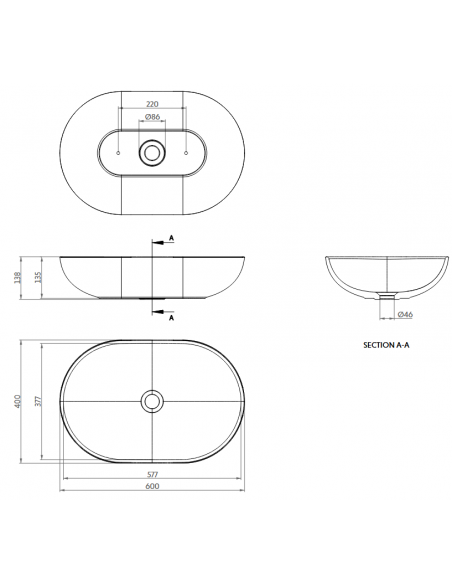 bordmonteret bordplade oval håndvask træ woodio moderne design badeværelse