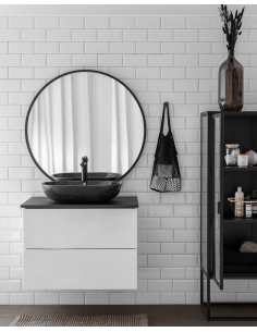 bordmonteret bordplade oval håndvask træ woodio moderne design badeværelse 2