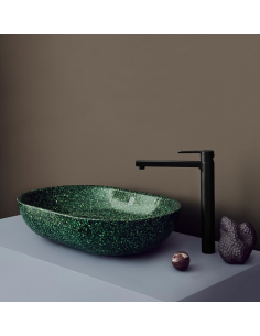 bordmonteret bordplade oval håndvask træ woodio moderne design badeværelse 2