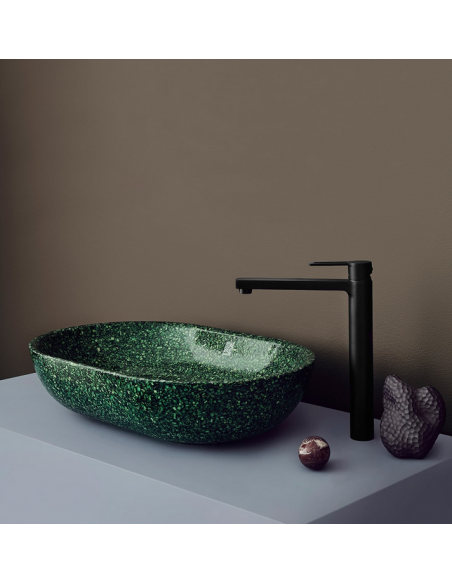 bordmonteret bordplade oval håndvask træ woodio moderne design badeværelse