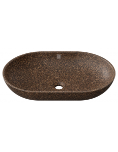 bordmonteret bordplade oval håndvask træ woodio moderne design badeværelse