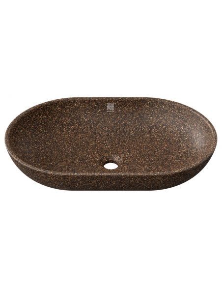 bordmonteret bordplade oval håndvask træ woodio moderne design badeværelse