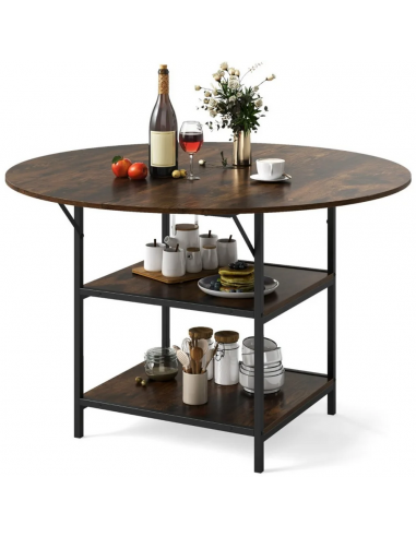 rundt spisebord indretning 120 sort brun rustikt