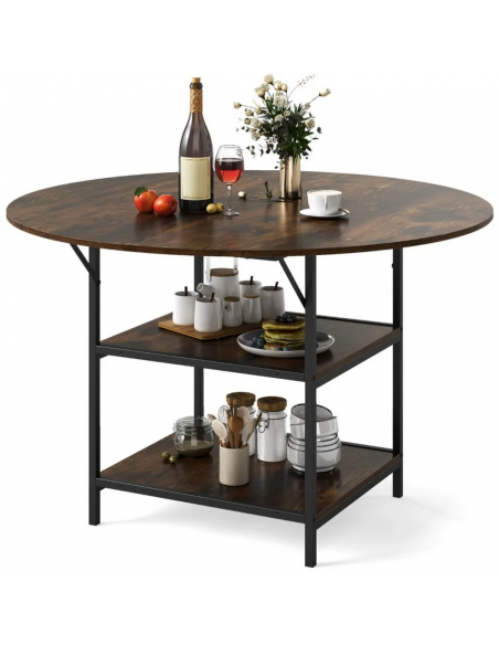 rundt spisebord indretning 120 sort brun rustikt