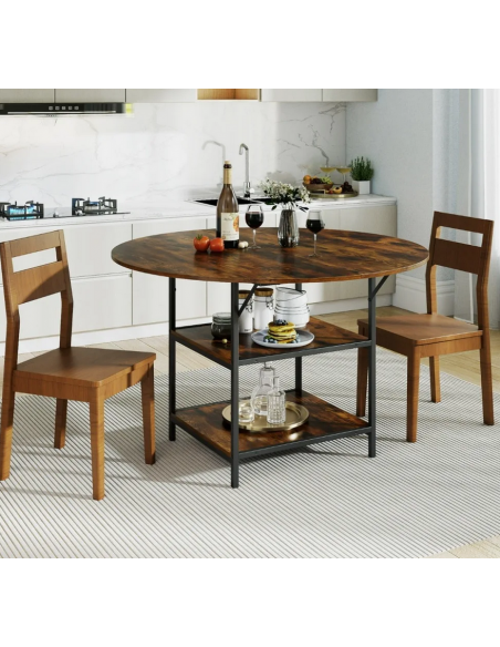 rundt spisebord indretning 120 sort brun rustikt