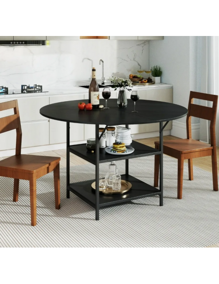 rundt spisebord indretning 120 sort rustikt