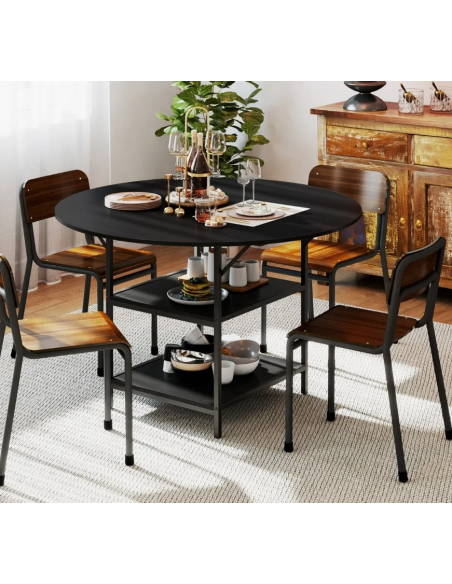 rundt spisebord indretning 120 sort rustikt