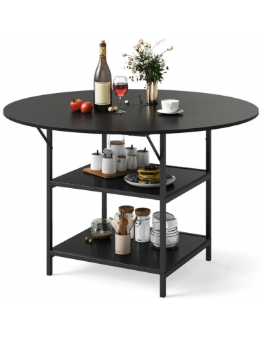 rundt spisebord indretning 120 sort rustikt