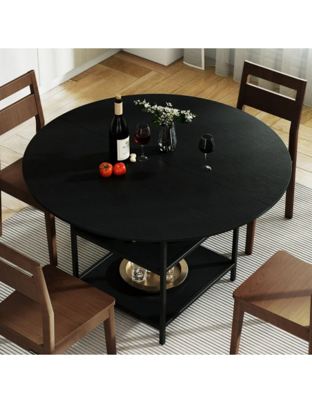 rundt spisebord indretning 120 sort rustikt
