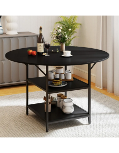 rundt spisebord indretning 120 sort rustikt 2