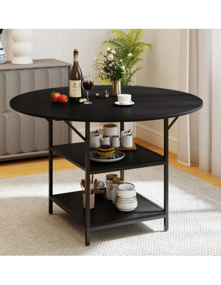 rundt spisebord indretning 120 sort rustikt