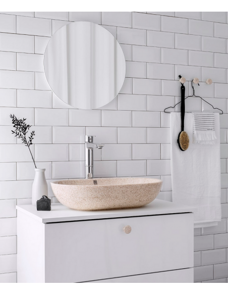 bordmonteret bordplade oval håndvask træ woodio moderne design badeværelse