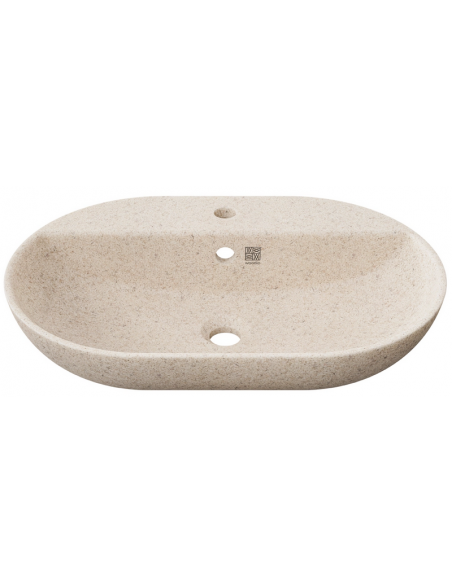 bordmonteret bordplade oval håndvask træ woodio moderne design badeværelse