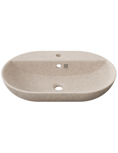 bordmonteret bordplade oval håndvask træ woodio moderne design badeværelse