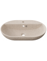 Woodio oval bordmonteret håndvask m/hanehul 60 x 40 cm i træ - Sand