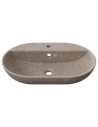 Woodio oval bordmonteret håndvask m/hanehul 60 x 40 cm i træ - Earth