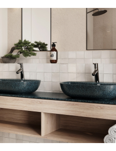 bordmonteret bordplade oval håndvask træ woodio moderne design badeværelse 2