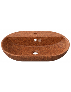 bordmonteret bordplade oval håndvask træ woodio moderne design badeværelse