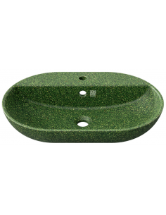 bordmonteret bordplade oval håndvask træ woodio moderne design badeværelse