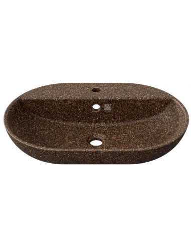 bordmonteret bordplade oval håndvask træ woodio moderne design badeværelse