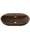 Woodio oval bordmonteret håndvask m/hanehul 60 x 40 cm i træ - Root