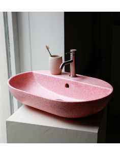 bordmonteret bordplade oval håndvask træ woodio moderne design badeværelse 2