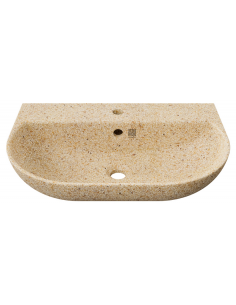 væghængt væg vægmonteret håndvask træ woodio moderne design badeværelse