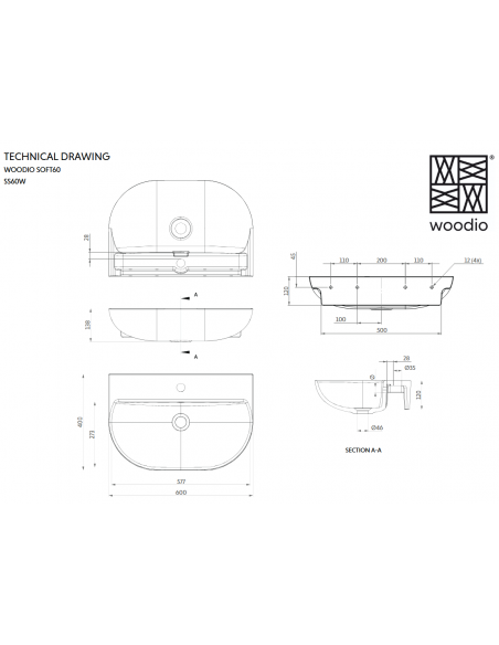 væghængt væg vægmonteret håndvask træ woodio moderne design badeværelse