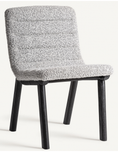 spisebordsstole uden armlæn sort grå bouclé stof træ
