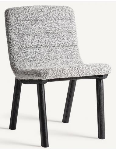 spisebordsstole uden armlæn sort grå bouclé stof træ