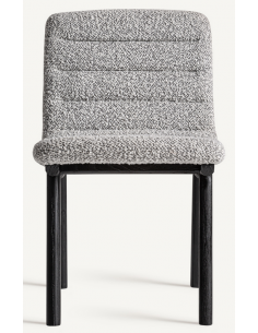 spisebordsstole uden armlæn sort grå bouclé stof træ 2