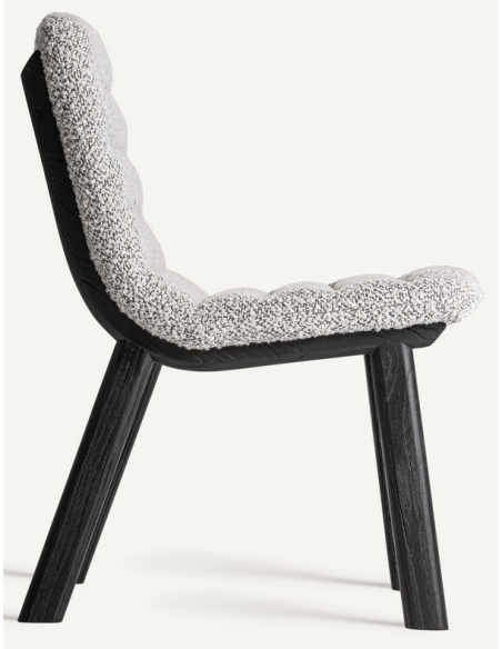 spisebordsstole uden armlæn sort grå bouclé stof træ