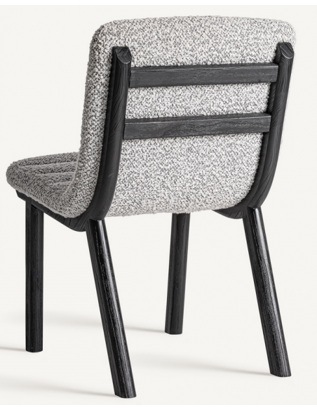 spisebordsstole uden armlæn sort grå bouclé stof træ