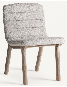 spisebordsstole uden armlæn sort grå bouclé stof træ